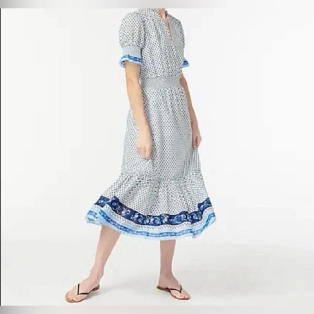 J.Crew Smocked ruffle dress in cotton voile size XS